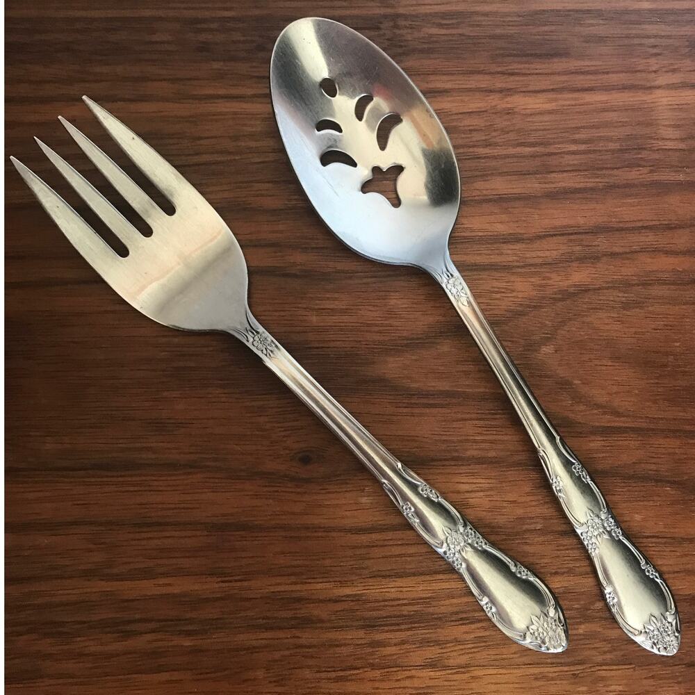 Oneida / Rogers Fenway (Daydream) stainless 2-piece serving set spoon, meat fork